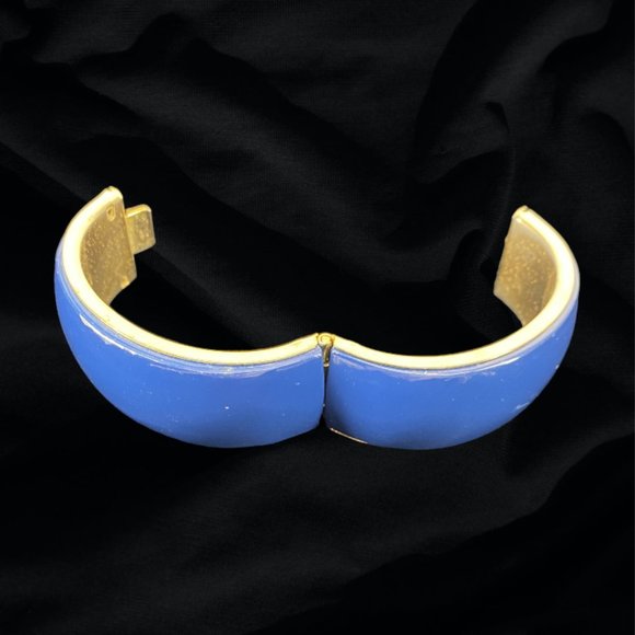 Wrist Cuff, Hinged Cobalt Blue and Gold-Toned, Wide - Picture 5 of 6